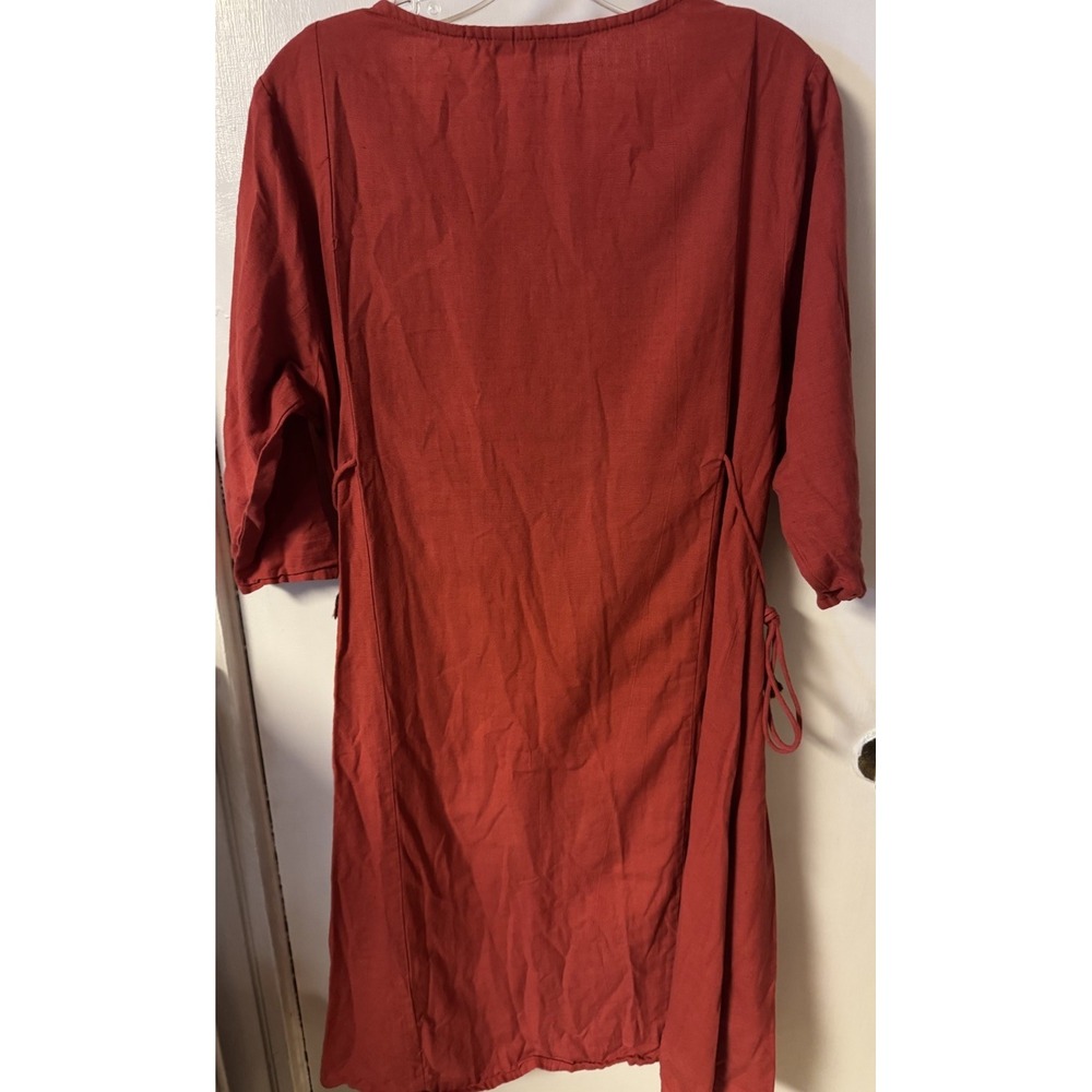 Zudio Women's Burnt Red/orange Embroidered Folk Style Dress - Picture 7 of 12